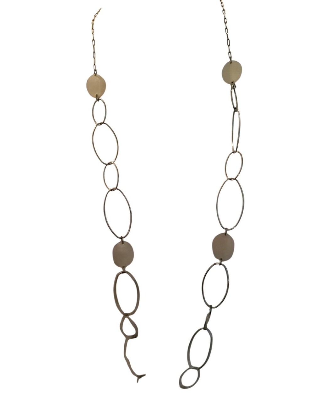 Rachel Long Necklace Silver/White